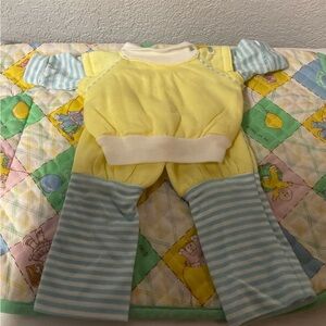 Restored Vintage Cabbage Patch Kids Yellow & Blue Striped Tracksuit OK Factory
